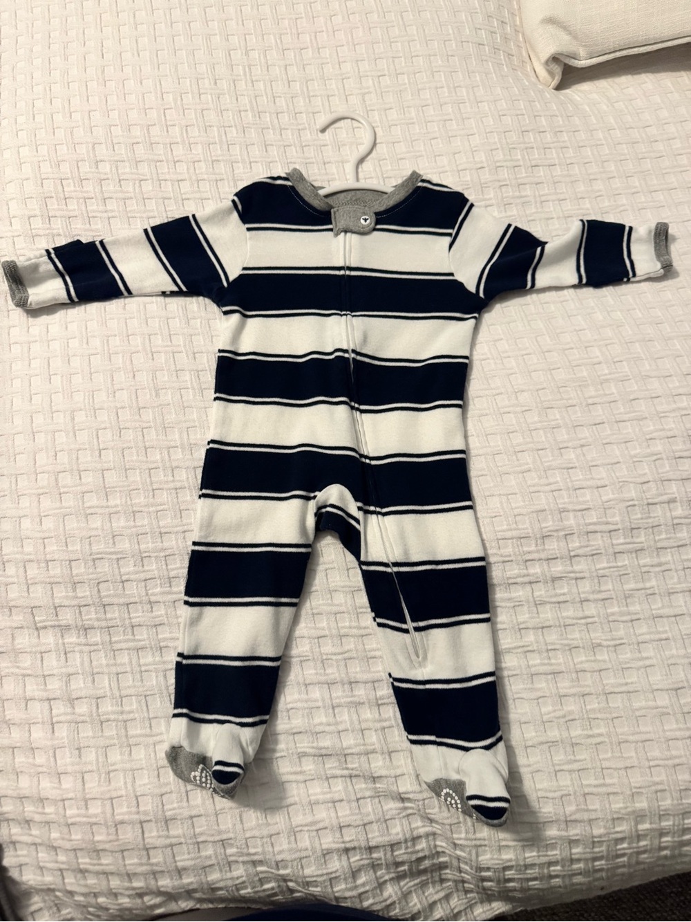 Burt's Bees Baby Navy & White Striped Footed One-Piece